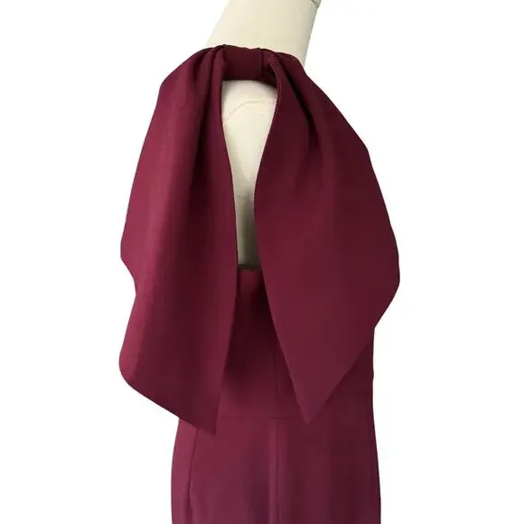 Dress the Population Tiffany One Shoulder Midi Dress Burgundy Size Large NWT - Picture 6 of 13